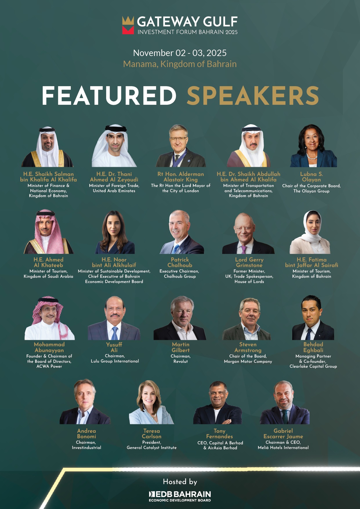 Global Leaders to Headline Gateway Gulf 2025 as Bahrain Reaffirms its Role as the Region’s Gateway for Investment